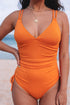 Adjustable Straps Ribbed Knit One Piece Swimsuit