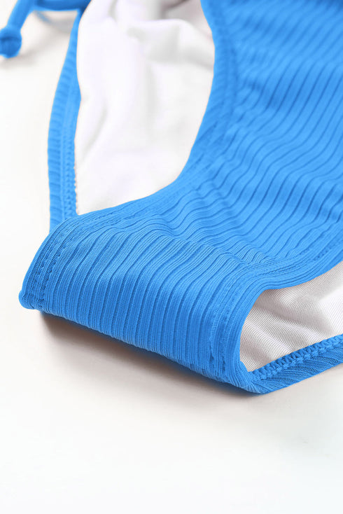 Adjustable Straps Ribbed Knit One Piece Swimsuit