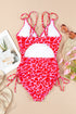 Adjustable Straps Ribbed Knit One Piece Swimsuit