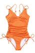 Adjustable Straps Ribbed Knit One Piece Swimsuit