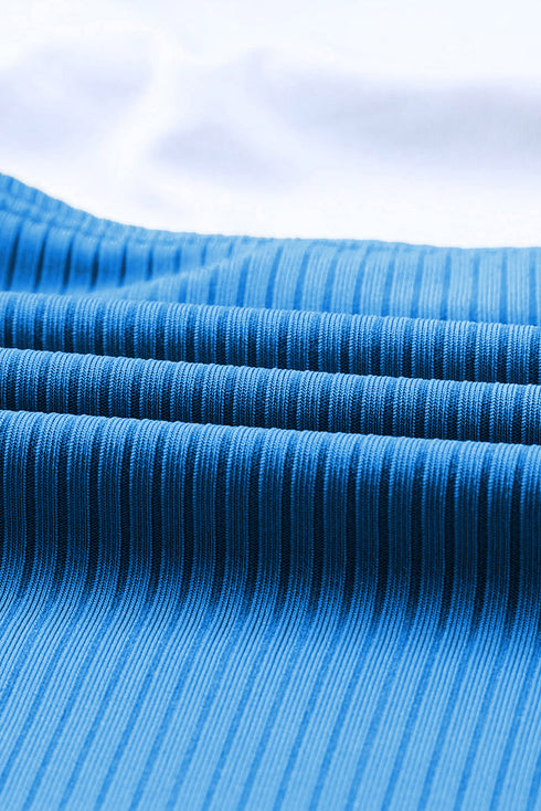 Adjustable Straps Ribbed Knit One Piece Swimsuit