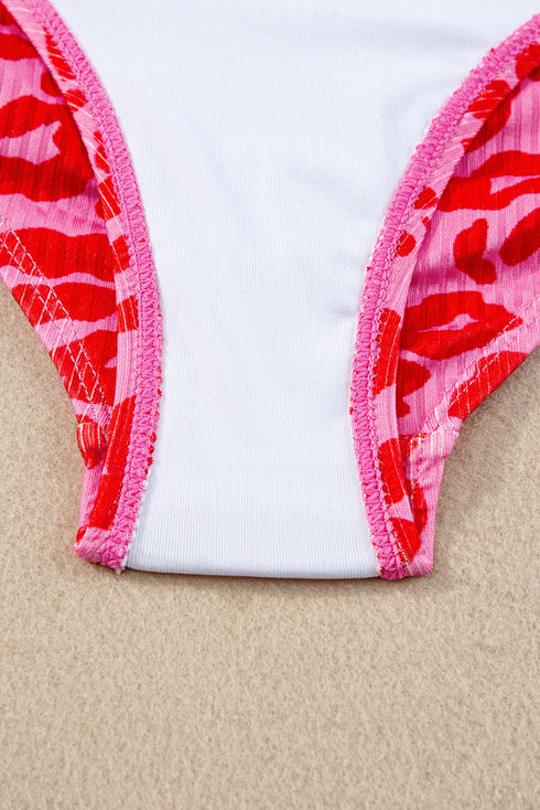 Adjustable Straps Ribbed Knit One Piece Swimsuit