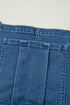 Adjustable Tie Strap Cropped Wide Leg Denim Jumpsuit