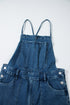 Adjustable Tie Strap Cropped Wide Leg Denim Jumpsuit