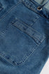Adjustable Tie Strap Cropped Wide Leg Denim Jumpsuit
