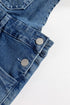 Adjustable Tie Strap Cropped Wide Leg Denim Jumpsuit