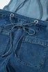 Adjustable Tie Strap Cropped Wide Leg Denim Jumpsuit