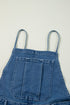 Adjustable Tie Strap Cropped Wide Leg Denim Jumpsuit