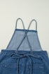Adjustable Tie Strap Cropped Wide Leg Denim Jumpsuit