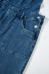 Adjustable Tie Strap Cropped Wide Leg Denim Jumpsuit