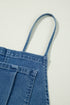 Adjustable Tie Strap Cropped Wide Leg Denim Jumpsuit