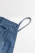 Adjustable Tie Strap Cropped Wide Leg Denim Jumpsuit