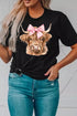 Adorable Highland Cow Graphic Print Casual Tee