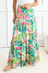 Bohemian Abstract Print High Waist Tiered Maxi Skirt