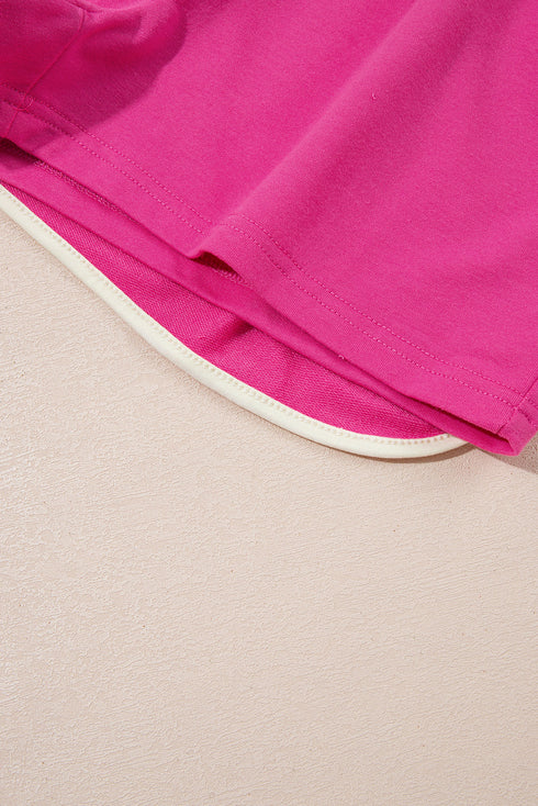 Contrast Trim Drop Shoulder Two Piece Skort Set