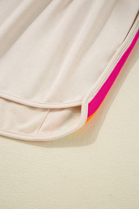 Vibrant Striped Detail Athleisure Two Piece Short Sets