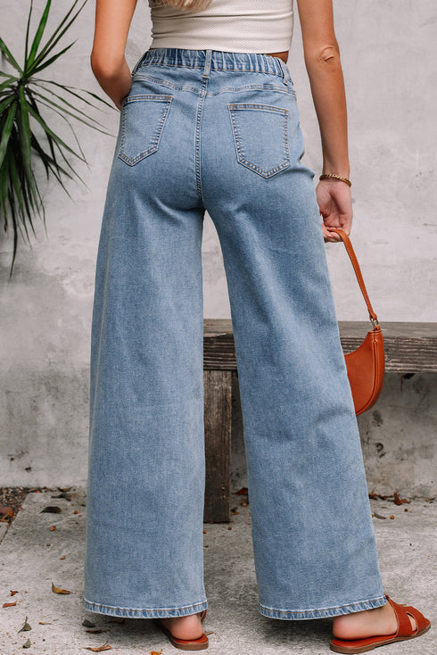 Exclusive Washed Super Wide Leg Denim Jeans