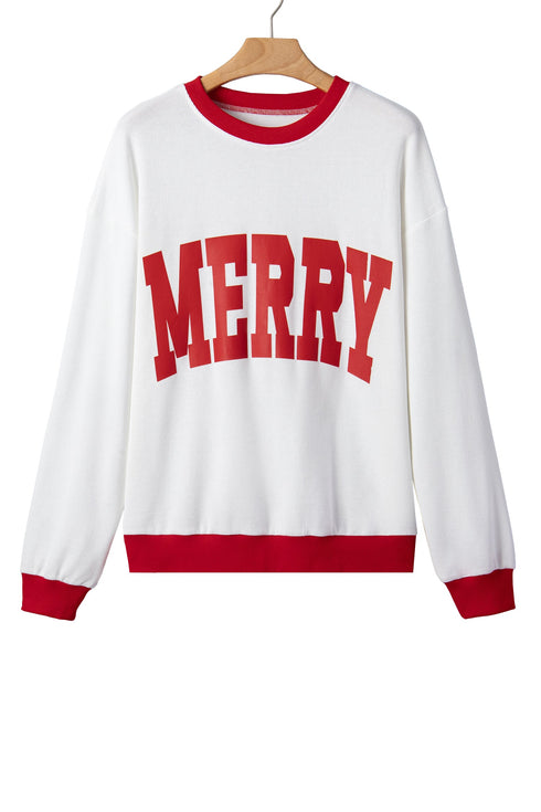 Letter Graphic Waffle Knit Textured Trim Slogan Pullover Sweatshirt
