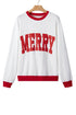 Letter Graphic Waffle Knit Textured Trim Slogan Pullover Sweatshirt