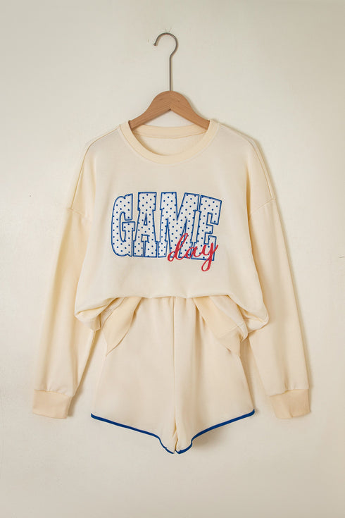 Crewneck Long Sleeve Pullover Athleisure Short Set