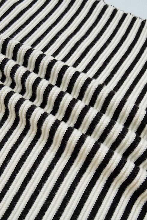 Striped Ribbed Trim Drop Shoulder Oversized Sweater