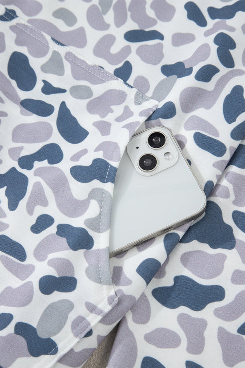 Abstract Animal Print Quarter Zip Kangaroo Pocket Pullover