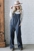 Adjustable Shoulder Straps Button Detail Corduroy Jumpsuit