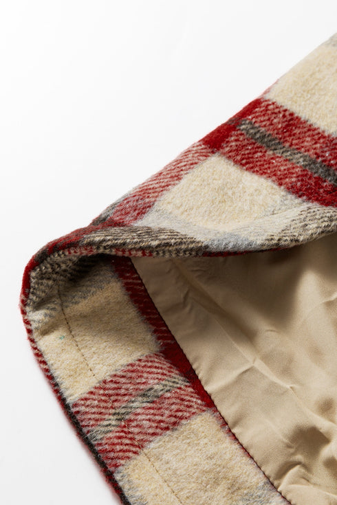 Brushed Plaid Button Front Side Slit Tunic Shacket