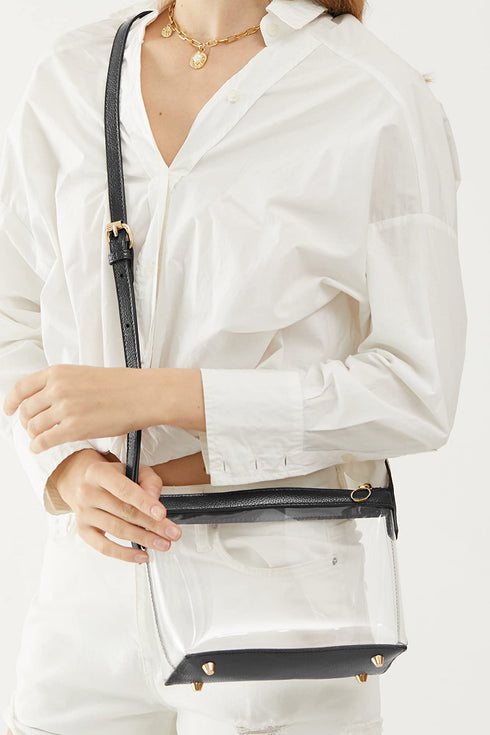Pu Leather Patchwork Clear Pvc Shoulder Bag