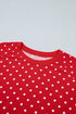 Polka Dot Drawstring Wide Leg Long Sleeve Pant Set