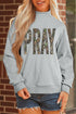 Camouflage Letter Print Mock Neck Baggy Pullover Sweatshirt