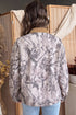 Abstract Camo Print Collar Oversized Shift Silhouette Denim Jacket