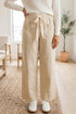 Striped Ribbon Drawstring Waist Full Length Shift Pants