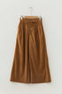 Elastic Waist Wooden Button Placket Ankle Length Wide Leg Pants