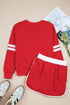 Varsity Stripe Contrast Trim Pullover Skort Two Piece Dress