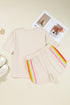 Vibrant Striped Detail Athleisure Two Piece Short Sets