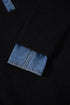 Acrylic Polyester Denim Patchwork Collar Cuffed Sweater