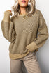Geometric Print Drop Shoulder Round Neck Long Sleeve Sweater
