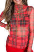 Plaid Round Neck Long Sleeve Pullover Top