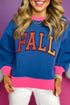 Varsity Letter Graphic Contrast Trim Pullover Sweatshirt
