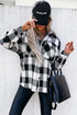 Modern Textured Plaid Print Flap Pocket Shacket