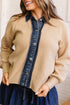 Drop Shoulder Placket Paneling Shirt Collar Long Sleeve Cardigan