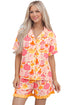Pumpkin Print Pocket Placket Shell Button Lounge Set