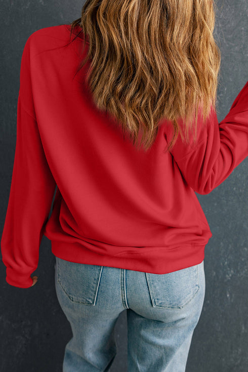 Patchwork Cow Print Drop Shoulder Western Graphic Sweatshirt