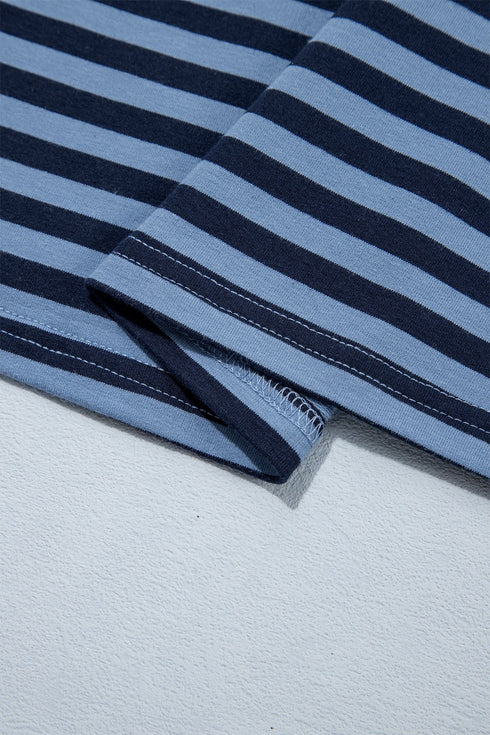 Striped Long Sleeve Drawstring Waist Loungewear Set