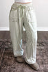 Plaid Trim Drawstring Elastic Waist Shift Pants