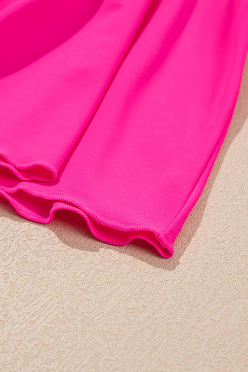 Empire Waist V Neck Flounce Hem Swim Tankini Top