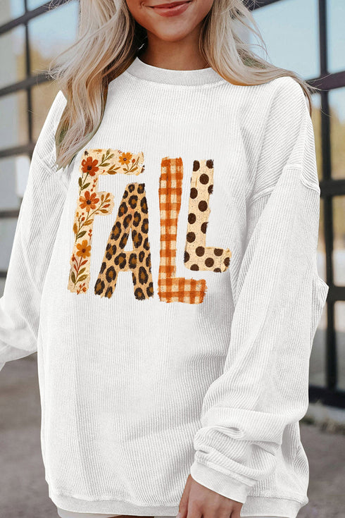 Pure Polyester Letter Pattern Graphic Corded Sweatshirt