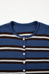 Acrylic Striped Pattern Drop Shoulder Button Cardigan