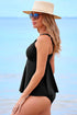 Scalloped Double Strap Empire Waist Tankini Top